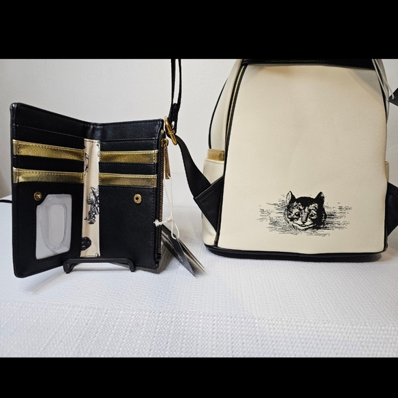 Loungefly Disney Alice In Wonderland We're All Mad Here Backpack and Wallet BNWT - Picture 2 of 9